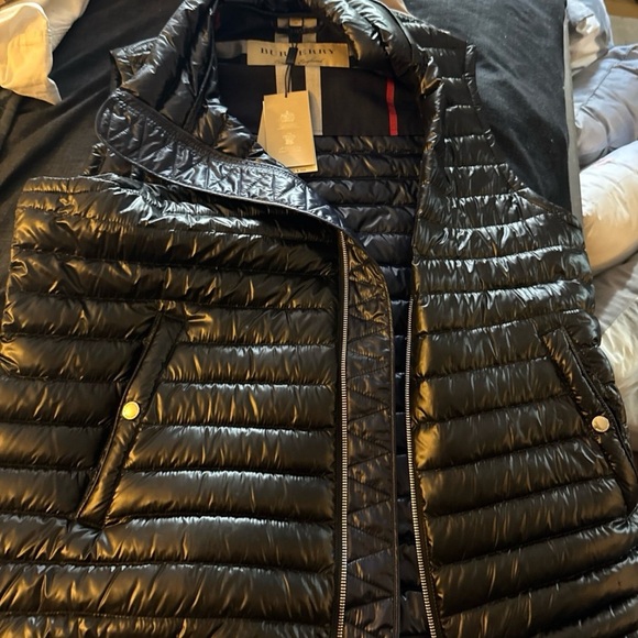 Burberry Shiny Black Quilted Vest - Picture 1 of 5
